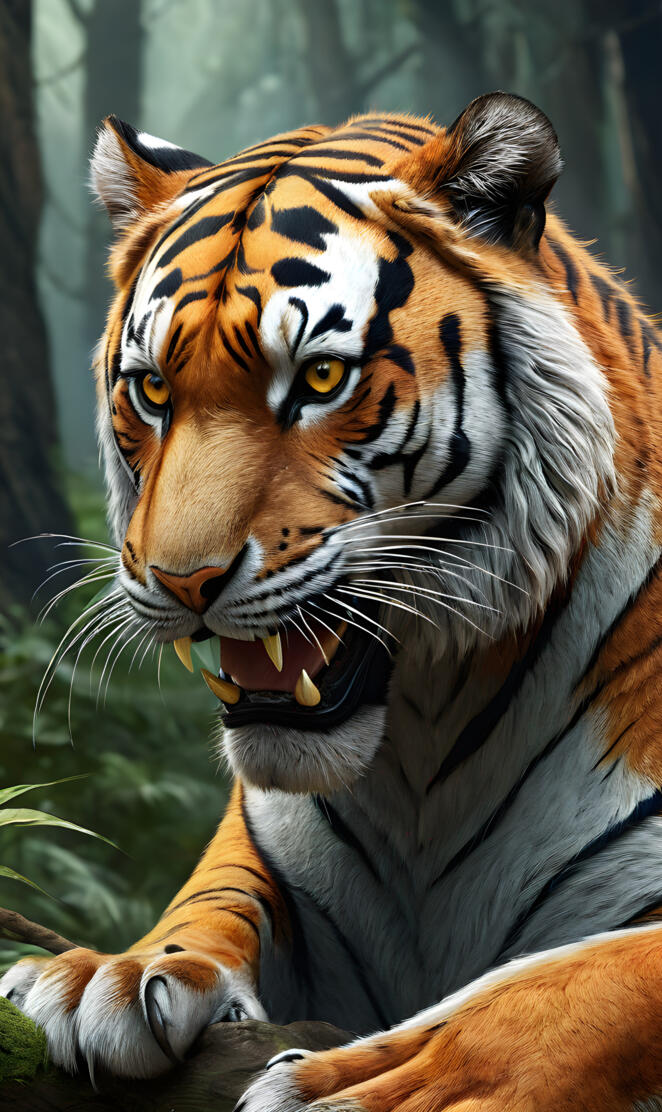Tiger roaring