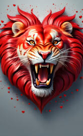 a red lion with a white mane