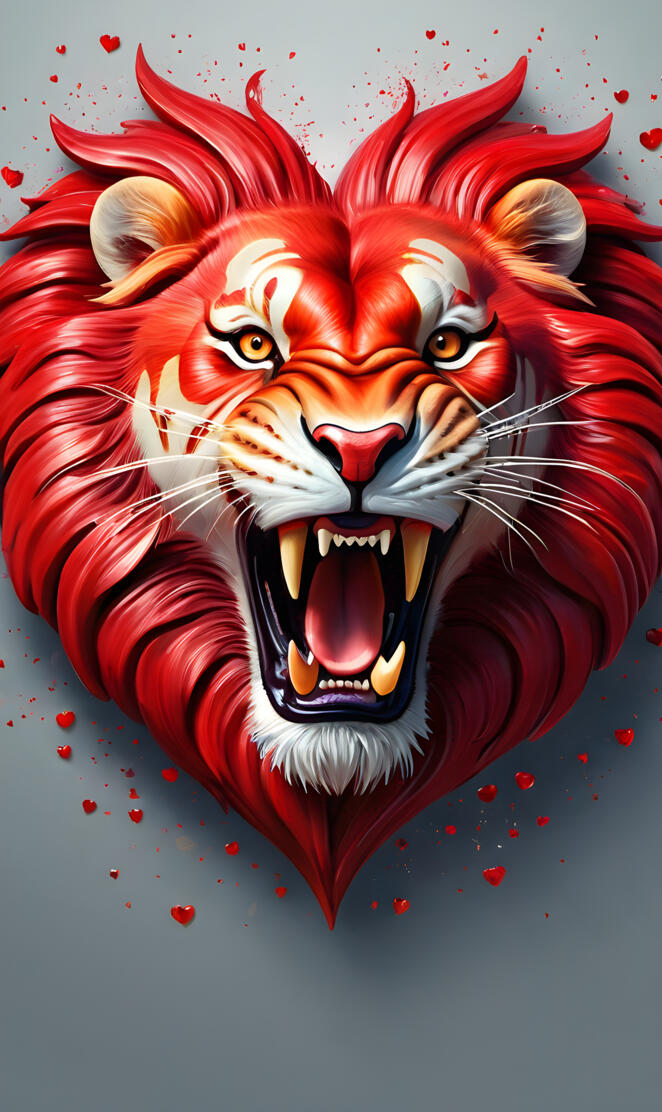 a red lion with a white mane