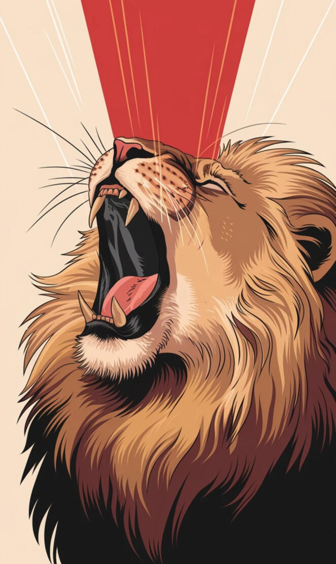 A illustration of Powerfull Lion Roaring Wallpaper
