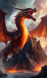 a Dragon Roaring in an Active Volcano