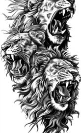 Three lions roaring tattoo
