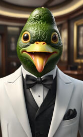 Formal Avocado wearing a tuxedo