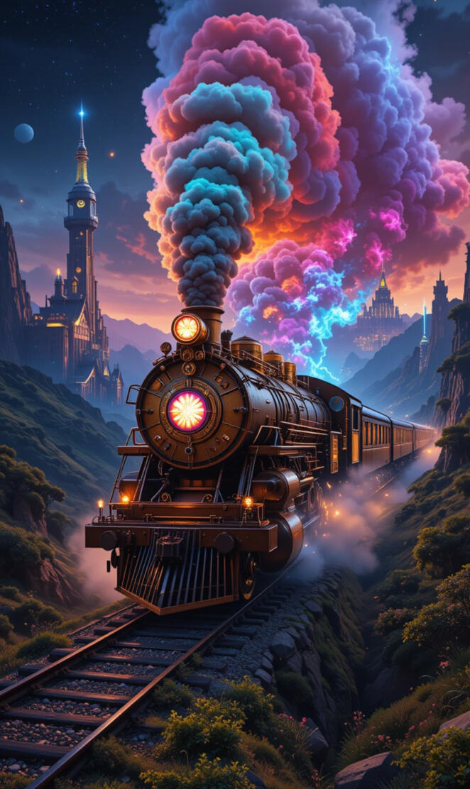 A steampunk coal train