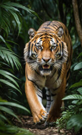 "Majestic Stride: The Tiger's Roar"