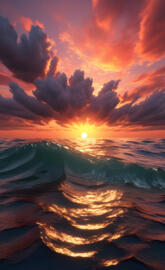 Roaring waters with a Sunset