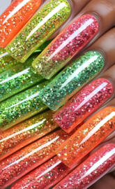 a close-up of a bunch of red and white tennis balls