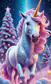 a unicorn with a tree in the background