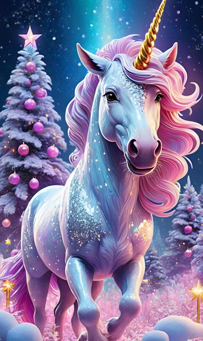 a unicorn with a tree in the background