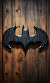 rustic wooden batman logo