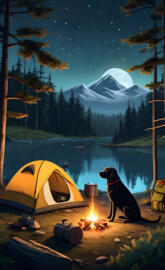 black lab camping