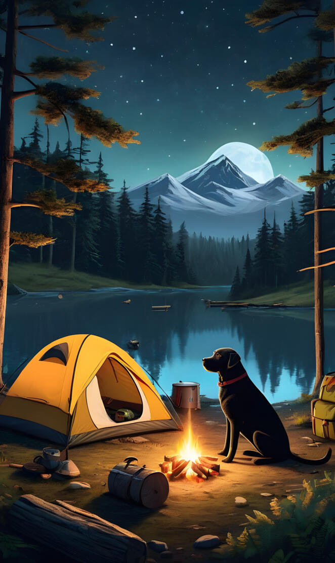 black lab camping