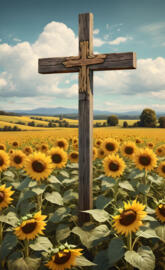 Cross in Sunflower field