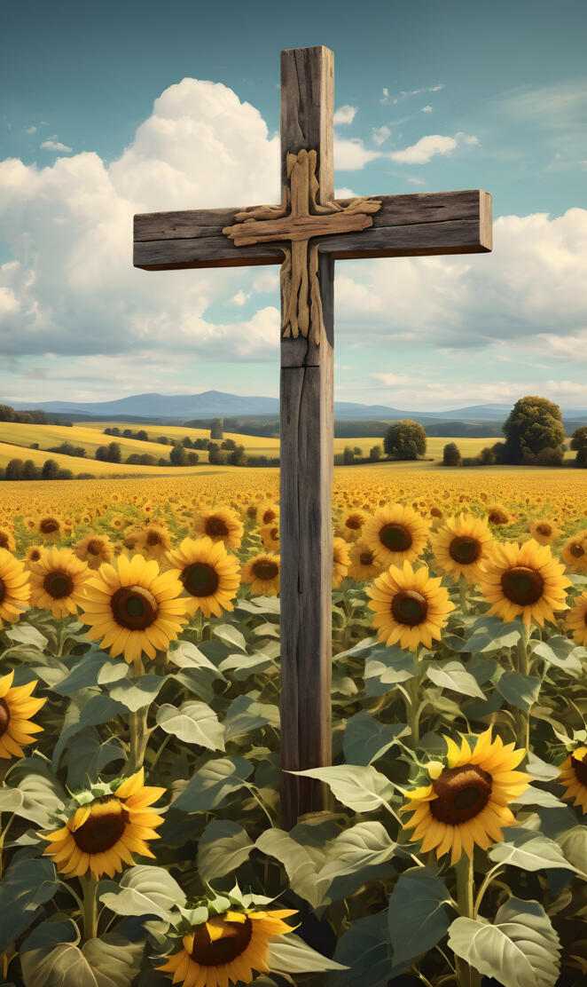 Cross in Sunflower field