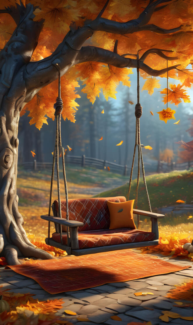 fall day backyard swing