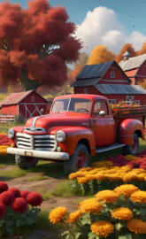 farm in the fall mums barn