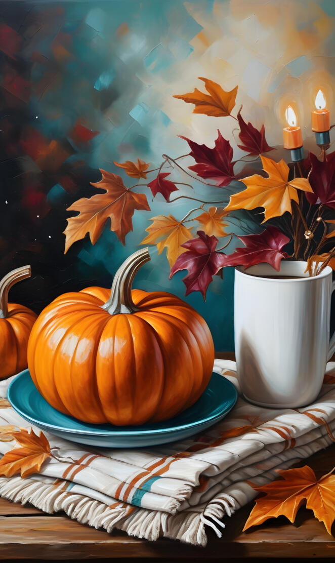 pumpkin plaid leaves fall