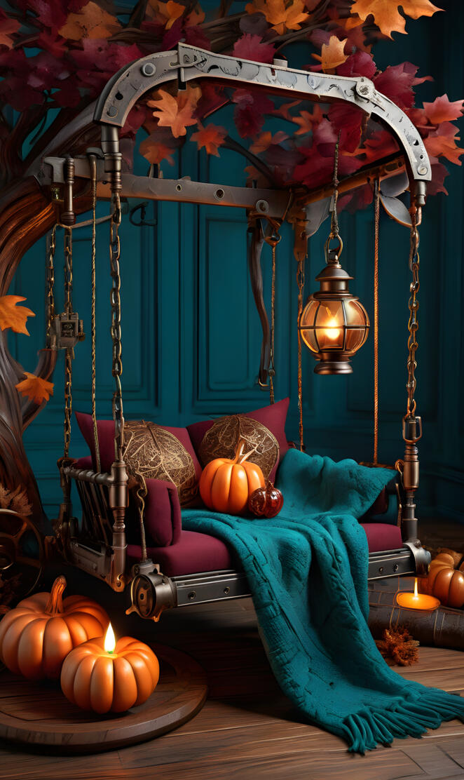 swing pumpkins door background golden touch