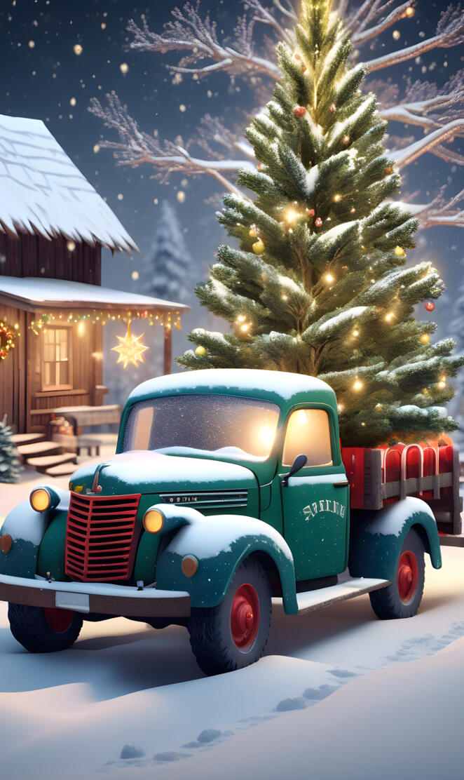 green ol country truck Christmas at the homestead