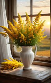 Goldenrods in the window