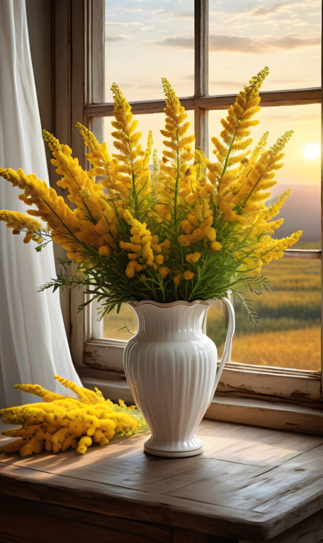 Goldenrods in the window