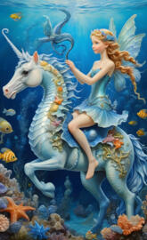 3D fairy rustic a horse in the sea