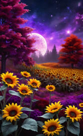 Eerie "Moon-Set" Field of Sunflower's 
Fuchsiamama610🌺