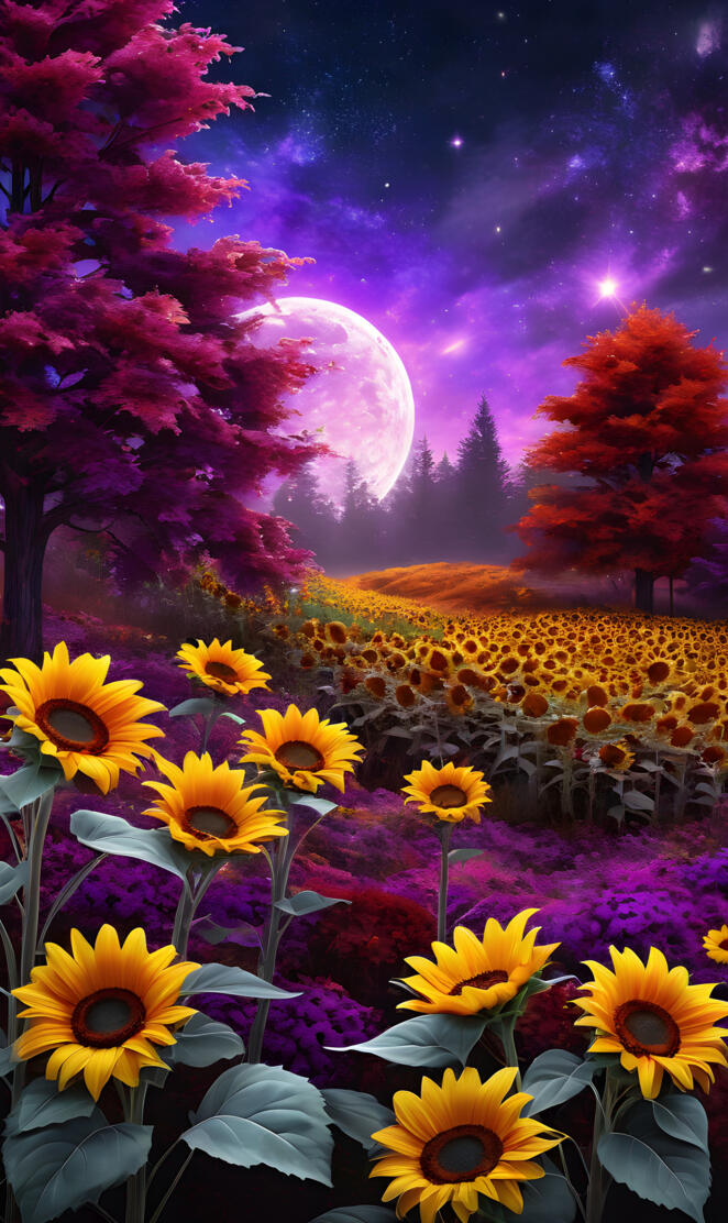 Eerie "Moon-Set" Field of Sunflower's 
Fuchsiamama610🌺
