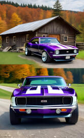 A Beautiful Grape Colored 1968 Chevrolet Camaro Z28 In The Countryside