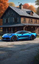 A Nice Looking Blue 2025 Chevrolet Corvette ZR1 In The Countryside.