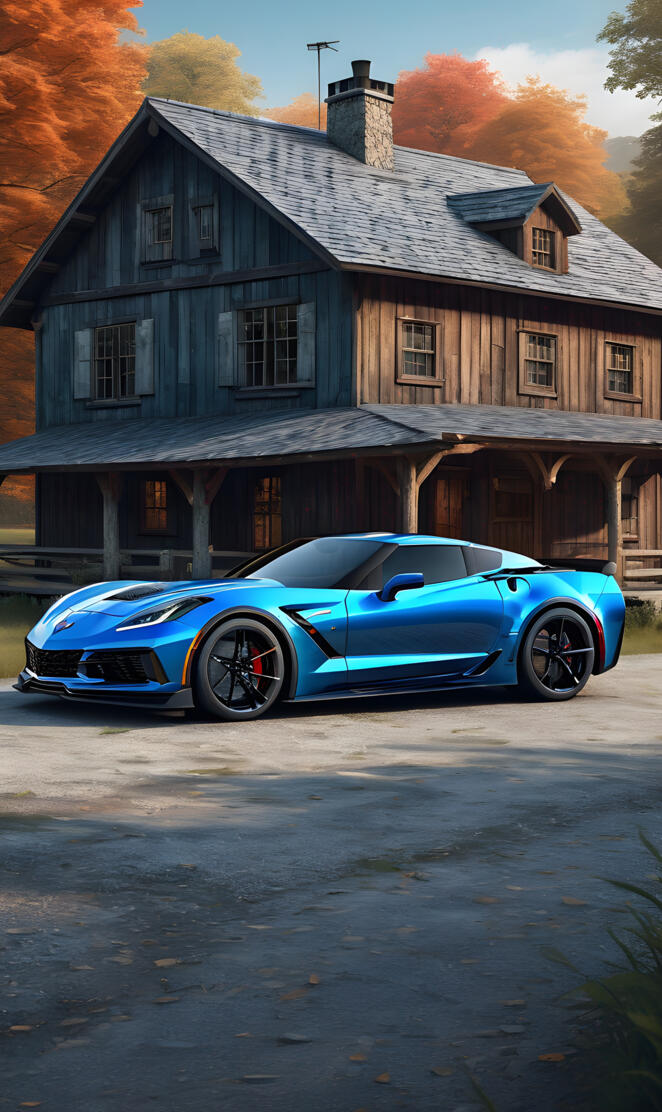 A Nice Looking Blue 2025 Chevrolet Corvette ZR1 In The Countryside.
