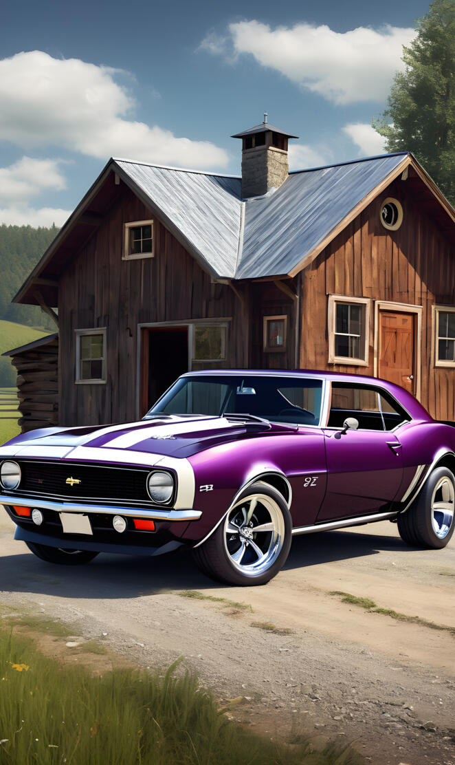 A Grape Colored 1968 Chevrolet Camaro Z28.