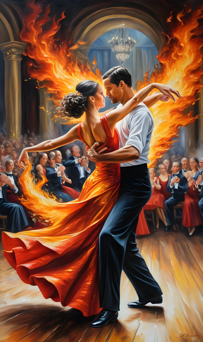 the man and girl on fire in the dance of life