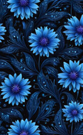 Bursting Blue Flower Pattern