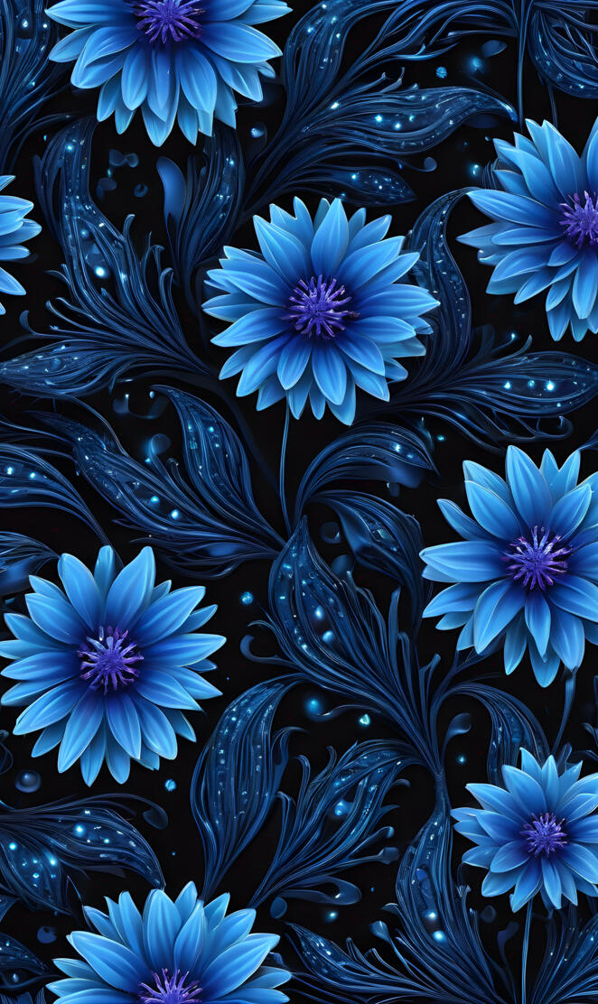 Bursting Blue Flower Pattern