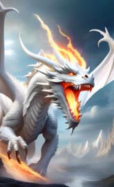 a dragon bursting out fire