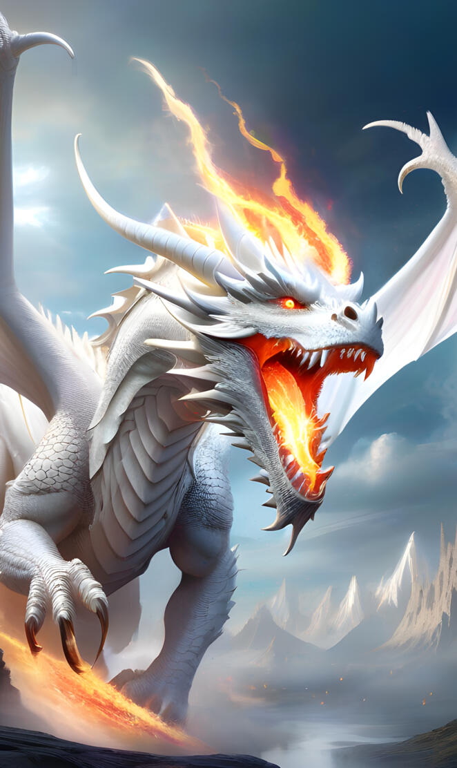 a dragon bursting out fire