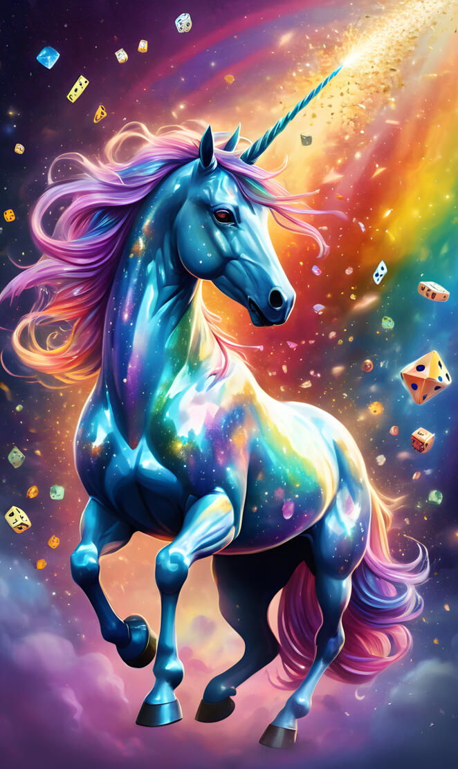 a unicorn with a rainbow background