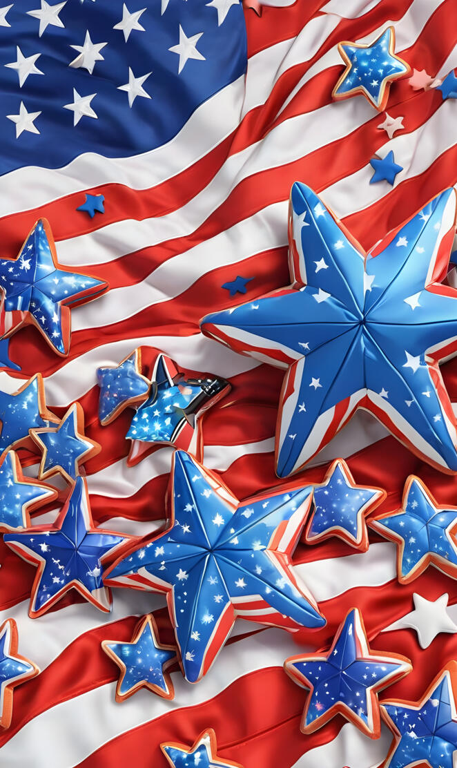 a group of blue and white stars