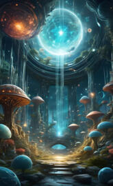 a room with a lot of lights