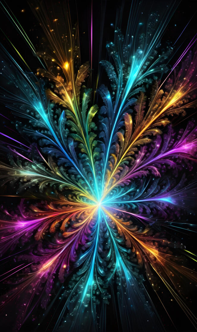 Neon bright beams of color