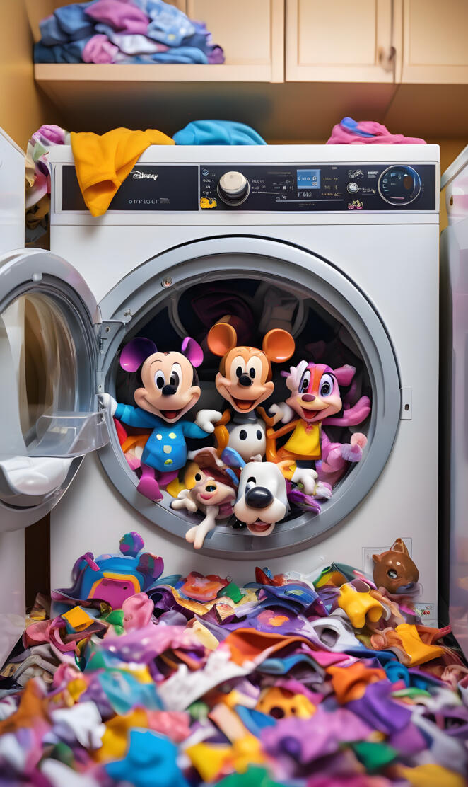 a washing machine with toys