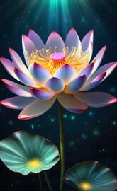 a pink flower with green leaves