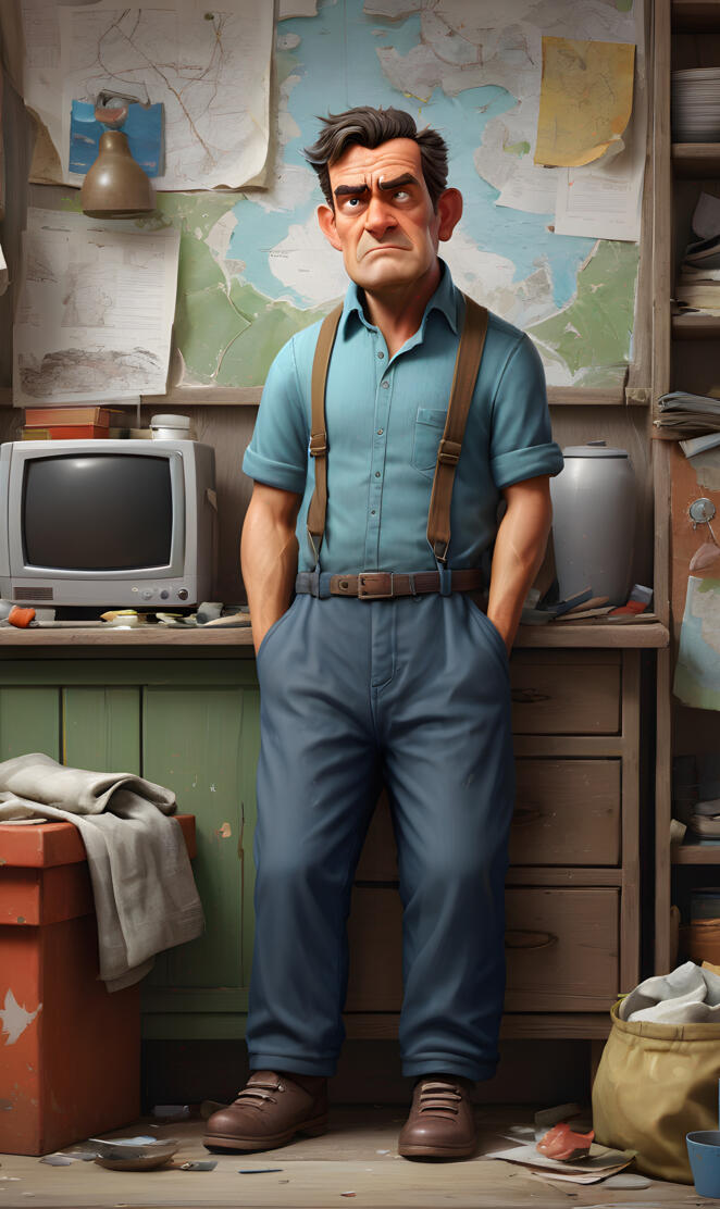 a man standing in a room that is grumpy that's name is David