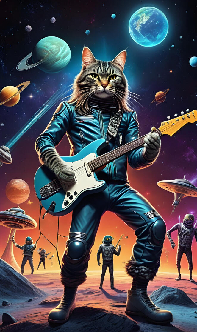 intergalactic Rockstar Cat