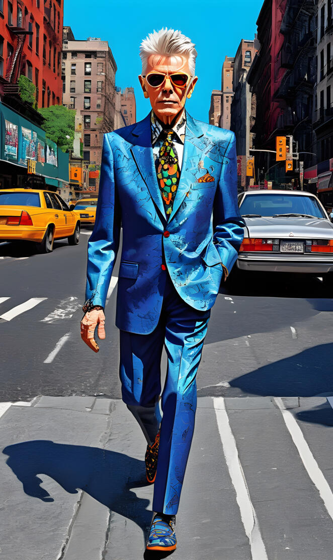 78 yrs old David Bowie enjoying a walk down Manhattan