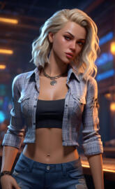 a woman with blonde hair