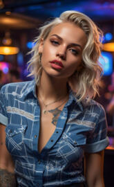 a woman with blonde hair