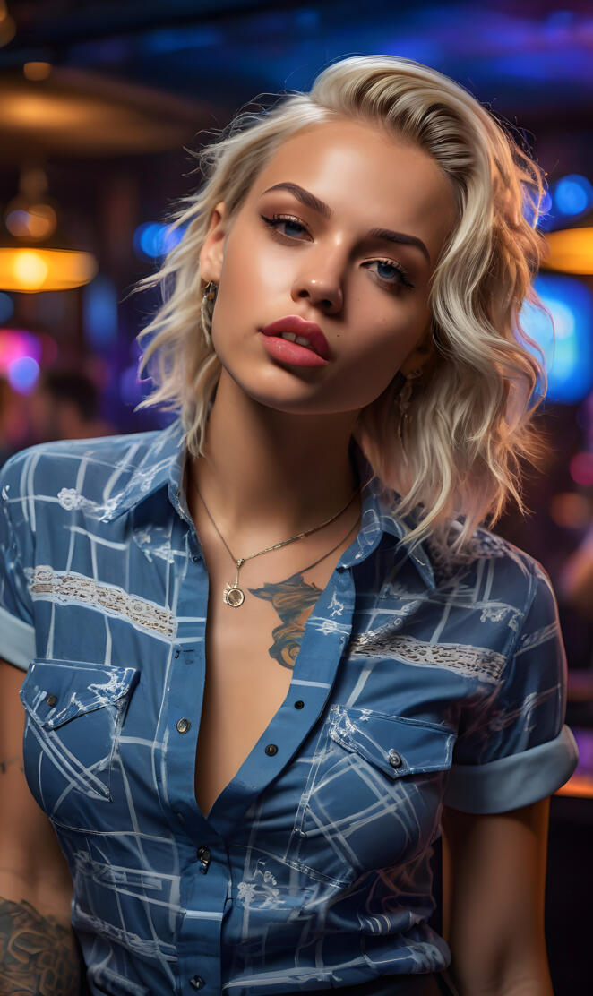 a woman with blonde hair