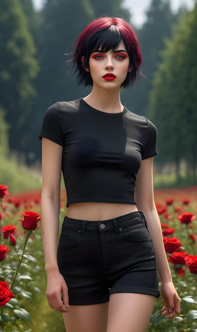 Red and Black, Emo Girl, Rose Meadow